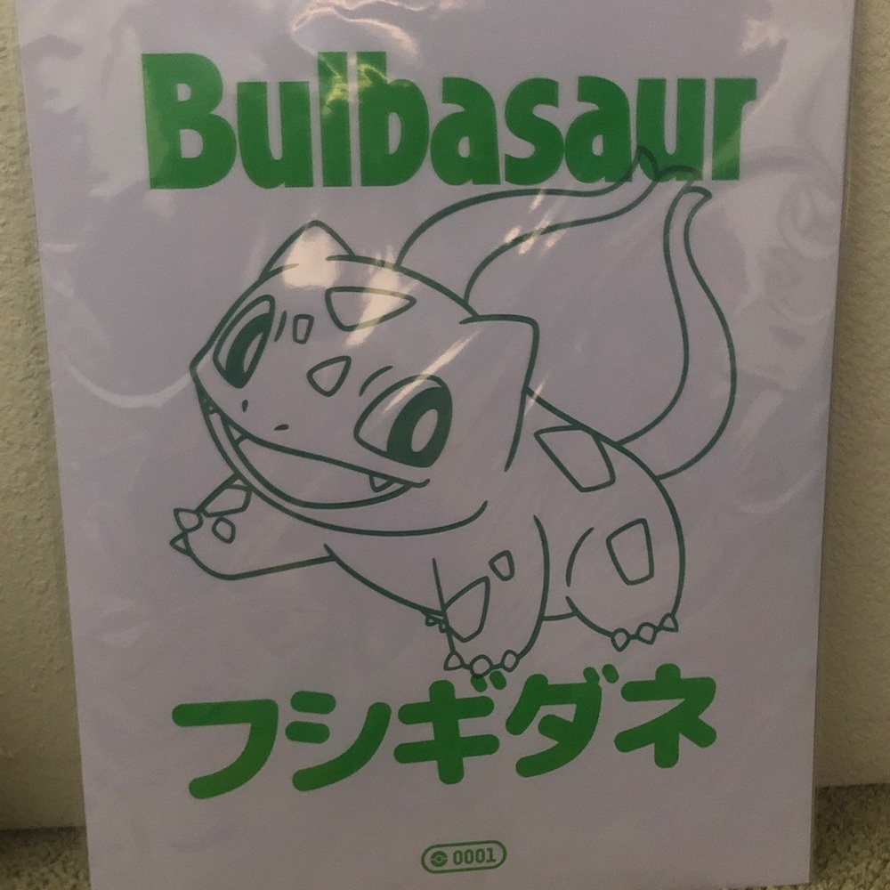 Pokemon Bulbasaur Green and White Poster